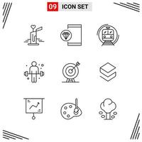 9 Icons Line Style Grid Based Creative Outline Symbols for Website Design Simple Line Icon Signs Isolated on White Background 9 Icon Set vector