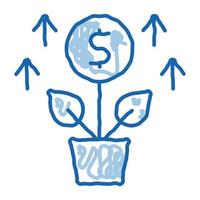 growing money tree doodle icon hand drawn illustration vector