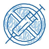 injection ban doodle icon hand drawn illustration vector