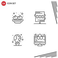 User Interface Pack of 4 Basic Filledline Flat Colors of food protection sandesh chronometer light Editable Vector Design Elements