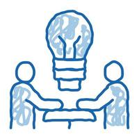 brain problem solving doodle icon hand drawn illustration vector