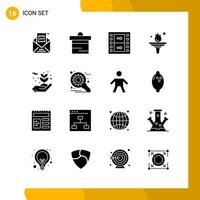 16 Icon Set Solid Style Icon Pack Glyph Symbols isolated on White Backgound for Responsive Website Designing vector