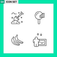 paquete de 4 iconos de estilo de línea establece símbolos de esquema para imprimir signos creativos aislados en fondo blanco 4 conjunto de iconos vector