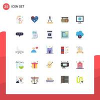 25 Thematic Vector Flat Colors and Editable Symbols of tv internet compass board supermarket Editable Vector Design Elements