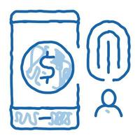 fingerprint access to accounts doodle icon hand drawn illustration vector