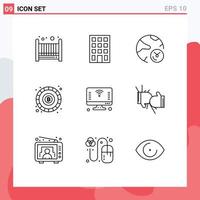 Set of 9 Modern UI Icons Symbols Signs for iot computer information token blockchain Editable Vector Design Elements