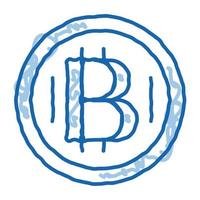 bitcoin coin doodle icon hand drawn illustration vector