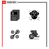 4 General Icons for website design print and mobile apps 4 Glyph Symbols Signs Isolated on White Background 4 Icon Pack vector