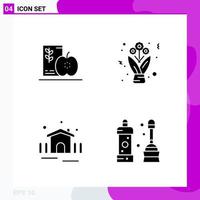 Solid Icon set Pack of 4 Glyph Icons isolated on White Background for Web Print and Mobile vector