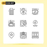 Universal Icon Symbols Group of 9 Modern Outlines of internet of things image coffee wedding presentation Editable Vector Design Elements