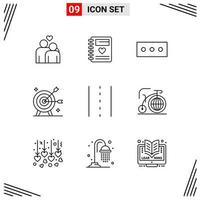 9 Icons Line Style Grid Based Creative Outline Symbols for Website Design Simple Line Icon Signs Isolated on White Background 9 Icon Set vector