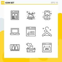 colección de 9 iconos de línea universal conjunto de iconos para web y móvil vector