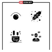 conjunto de 4 iconos de estilo sólido para web y símbolos de glifos móviles para imprimir signos de iconos sólidos aislados en fondo blanco vector