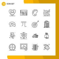 16 Icon Set Line Style Icon Pack Outline Symbols isolated on White Backgound for Responsive Website Designing vector