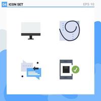 Modern Set of 4 Flat Icons and symbols such as computers chat hardware perfection support Editable Vector Design Elements