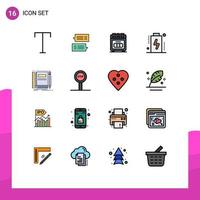 Universal Icon Symbols Group of 16 Modern Flat Color Filled Lines of notebook level appliance devices battery Editable Creative Vector Design Elements