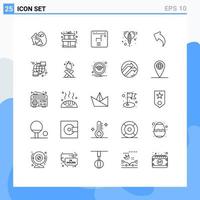 Modern Set of 25 Lines Pictograph of global up finance left day Editable Vector Design Elements