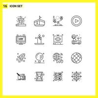 Set of 16 Commercial Outlines pack for monday discount decision online shop play Editable Vector Design Elements