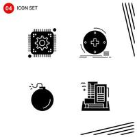 Collection of 4 Vector Icons in solid style Pixle Perfect Glyph Symbols for Web and Mobile Solid Icon Signs on White Background 4 Icons