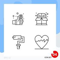 Modern Pack of 4 Icons Line Outline Symbols isolated on White Backgound for Website designing vector