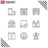 paquete de iconos de vector de stock de 9 signos y símbolos de línea para medicina salud internet fitness decoración elementos de diseño de vector editables