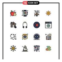 Universal Icon Symbols Group of 16 Modern Flat Color Filled Lines of buildings arrow creative dart focus Editable Creative Vector Design Elements