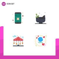 Pack of 4 creative Flat Icons of close city app bowl life Editable Vector Design Elements