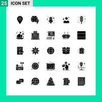 25 Thematic Vector Solid Glyphs and Editable Symbols of heart avatar mind boy record Editable Vector Design Elements