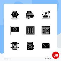 Set of 9 Modern UI Icons Symbols Signs for dj sign online flag salesman Editable Vector Design Elements