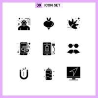 Set of 9 Modern UI Icons Symbols Signs for plug charg leaf mobile email Editable Vector Design Elements