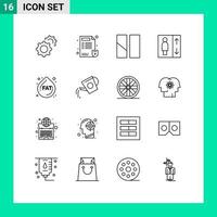 Set of 16 Modern UI Icons Symbols Signs for water tank droop frame fat group Editable Vector Design Elements