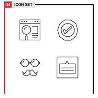 Universal Icon Symbols Group of 4 Modern Filledline Flat Colors of browser avatar search ok glasses Editable Vector Design Elements