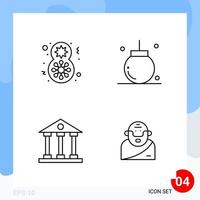 Modern Pack of 4 Icons Line Outline Symbols isolated on White Backgound for Website designing vector