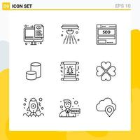 colección de 9 iconos de línea universal conjunto de iconos para web y móvil vector