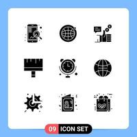 paquete de iconos vectoriales de stock de 9 signos y símbolos de línea para herramientas de comunicación arte de pintura social elementos de diseño vectorial editables vector