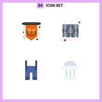 Group of 4 Flat Icons Signs and Symbols for flag rack skull drawer braces Editable Vector Design Elements