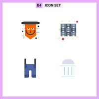 Group of 4 Flat Icons Signs and Symbols for flag rack skull drawer braces Editable Vector Design Elements