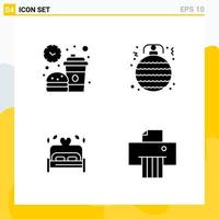 Collection of 4 Universal Solid Icons Icon Set for Web and Mobile vector