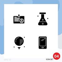 Mobile Interface Solid Glyph Set of 4 Pictograms of user ball employee lab golf Editable Vector Design Elements