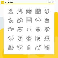 Collection of 25 Universal Line Icons Icon Set for Web and Mobile vector