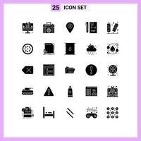 Set of 25 Vector Solid Glyphs on Grid for file develop plus coding pin Editable Vector Design Elements