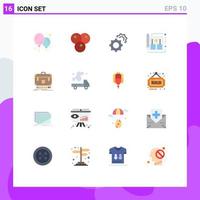 Group of 16 Flat Colors Signs and Symbols for management business setting briefcase leaflet Editable Pack of Creative Vector Design Elements