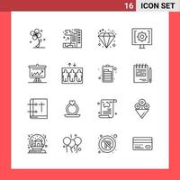 16 Icon Pack Line Style Outline Symbols on White Background Simple Signs for general designing vector