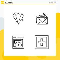 Collection of 4 Universal Line Icons Icon Set for Web and Mobile vector