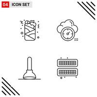 Pixle Perfect Set of 4 Line Icons Outline Icon Set for Webite Designing and Mobile Applications Interface vector