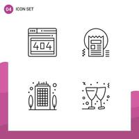 Line Pack of 4 Universal Symbols of seo building error article office Editable Vector Design Elements