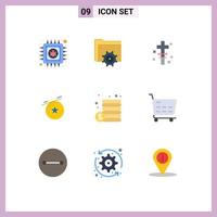 Stock Vector Icon Pack of 9 Line Signs and Symbols for ecommerce coins cross cash star Editable Vector Design Elements