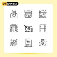 Set of 9 Vector Outlines on Grid for design play store ui grid Editable Vector Design Elements