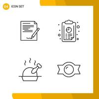 4 Icon Set Line Style Icon Pack Outline Symbols isolated on White Backgound for Responsive Website Designing vector