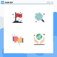 4 Creative Icons Modern Signs and Symbols of flag boxing witch food fight Editable Vector Design Elements